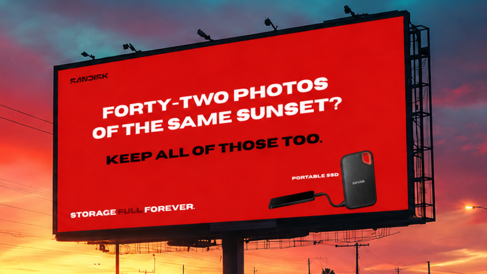 SanDisk sunset billboard campaign mockup