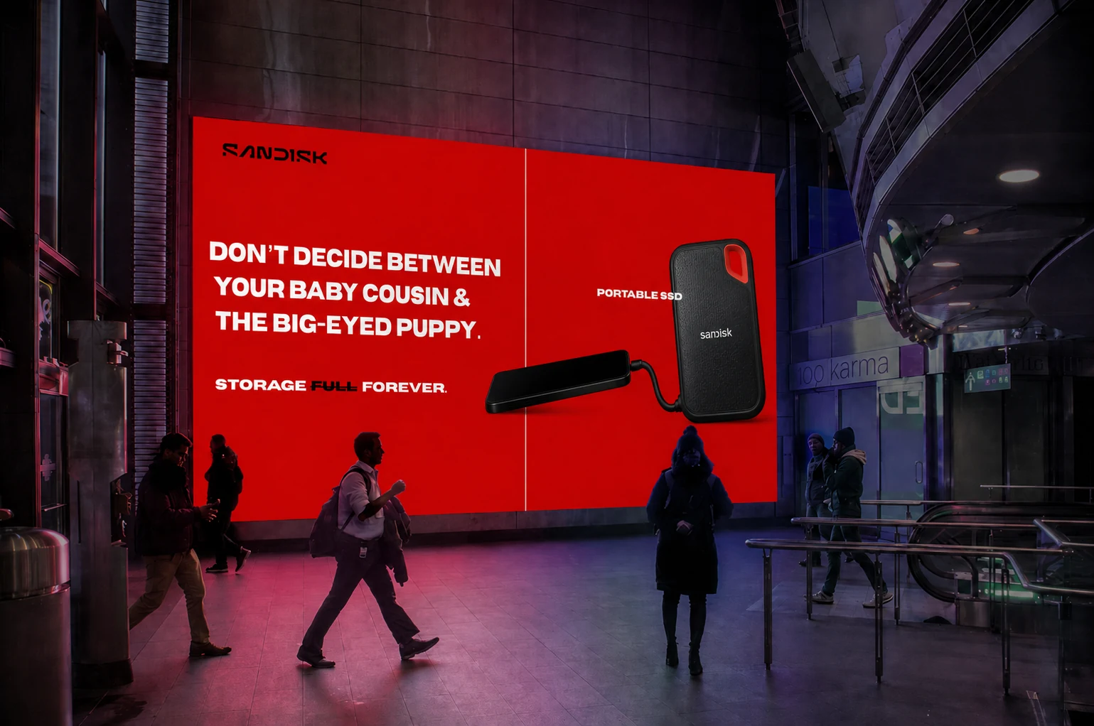 SanDisk transit wall billboard campaign mockup