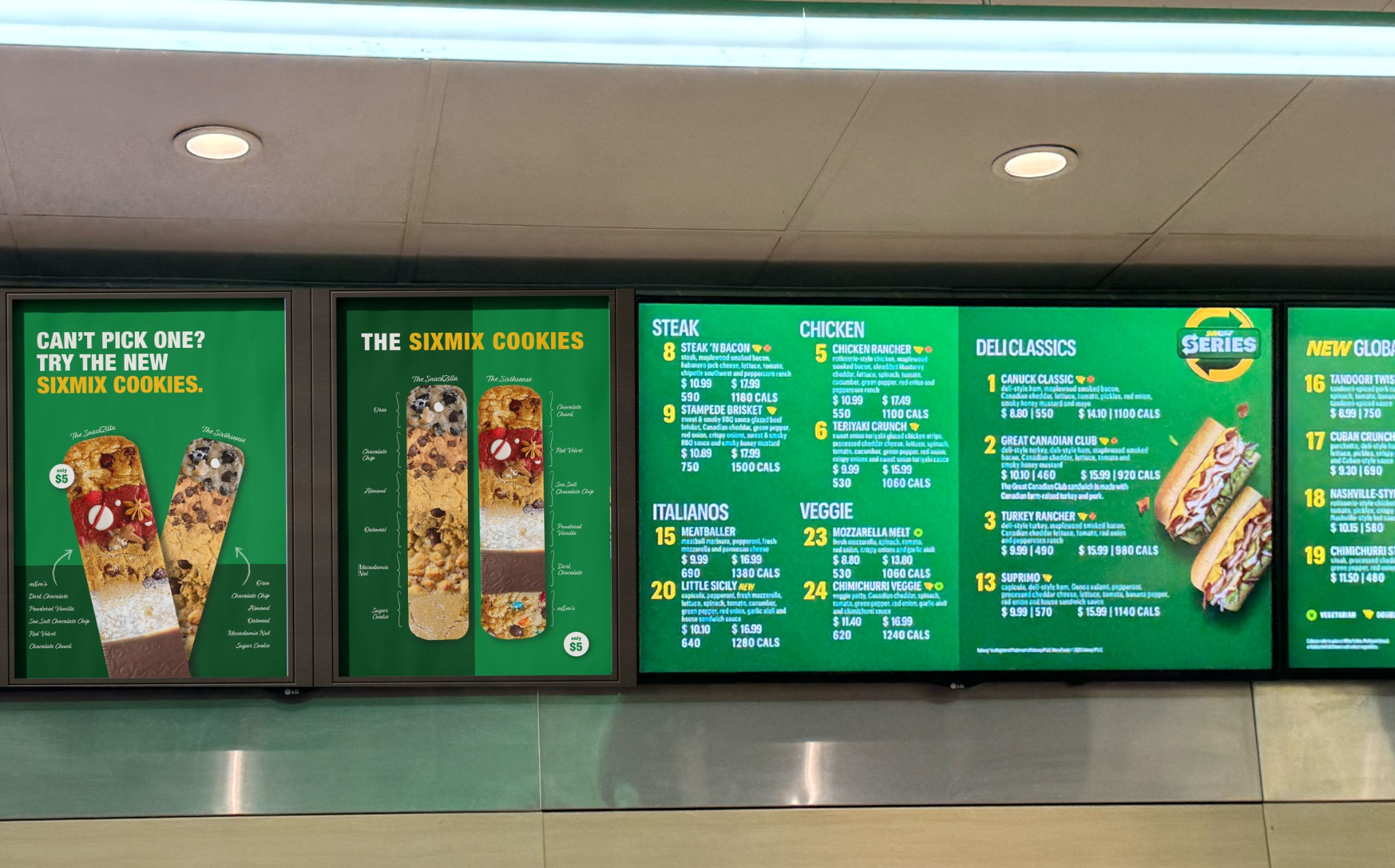 Subway SixMix in-store menu mockup