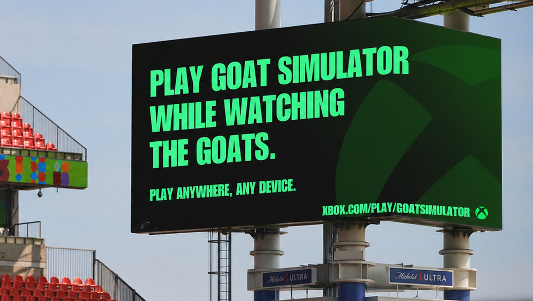 Xbox Cloud Gaming Goat Simulator stadium billboard